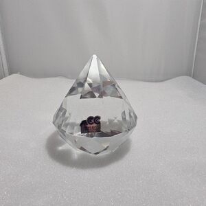 ACC Handcut Crystal Diamond Paperweight 4” Tall Faceted Glass Taiwan (UH)